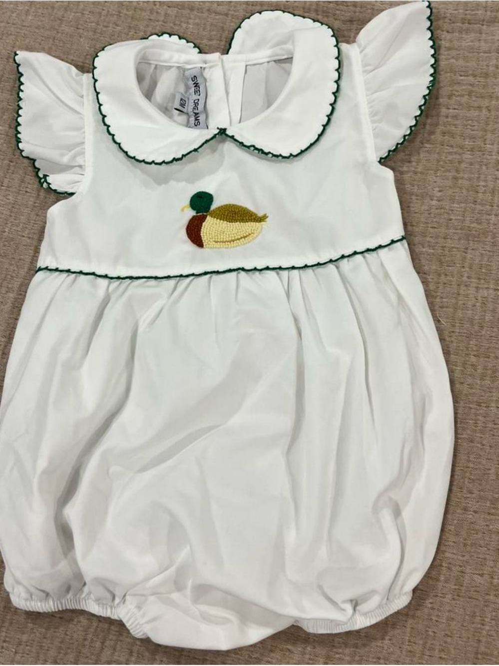 12 Mo girl romper Duck Embroidery